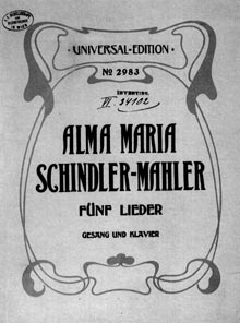 Copertina della prima edizione dei Lieder di Alma Mahler pubblicata da Gustav Mahler nel 1810